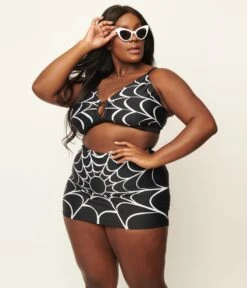Unique Vintage Plus Size Spiderweb Print Hyde Swim Skirt -Pleaser Clothing Store 130809 CZ170 PL 4RS2