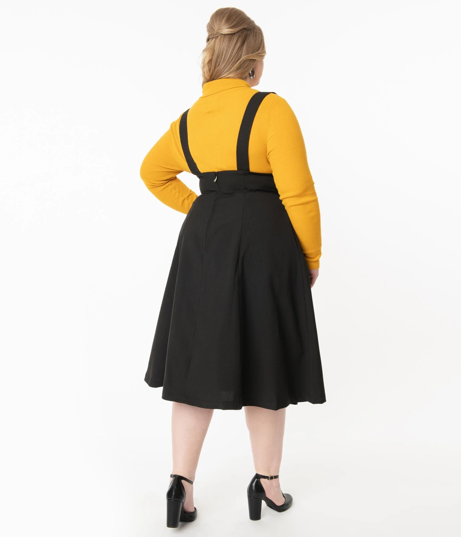 Plus Size Vintage Style Black Jumper Suspender Skirt 2 Plus Size Vintage Style Black Jumper Suspender Skirt - Image 2