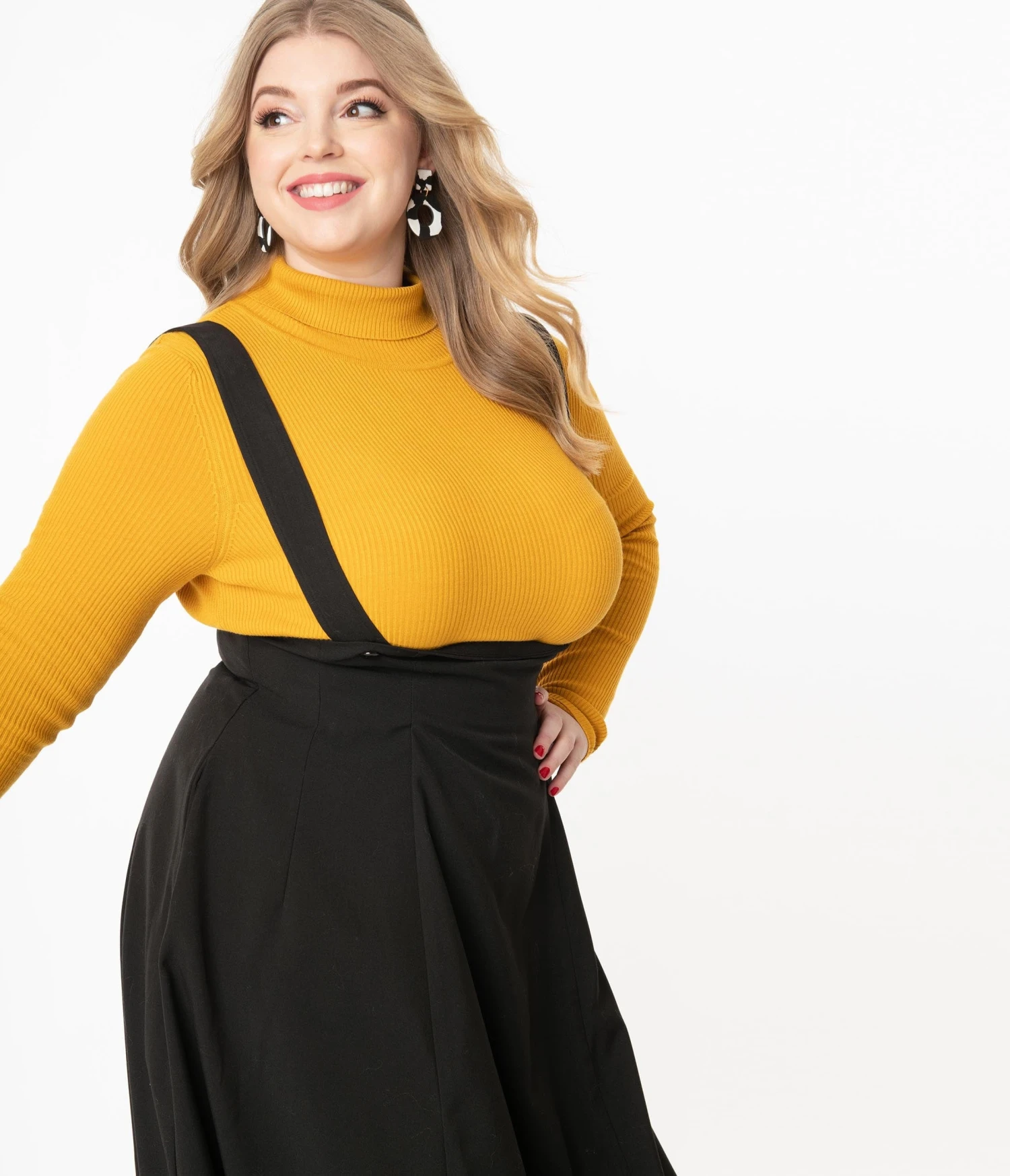 Plus Size Vintage Style Black Jumper Suspender Skirt 3 Plus Size Vintage Style Black Jumper Suspender Skirt - Image 3