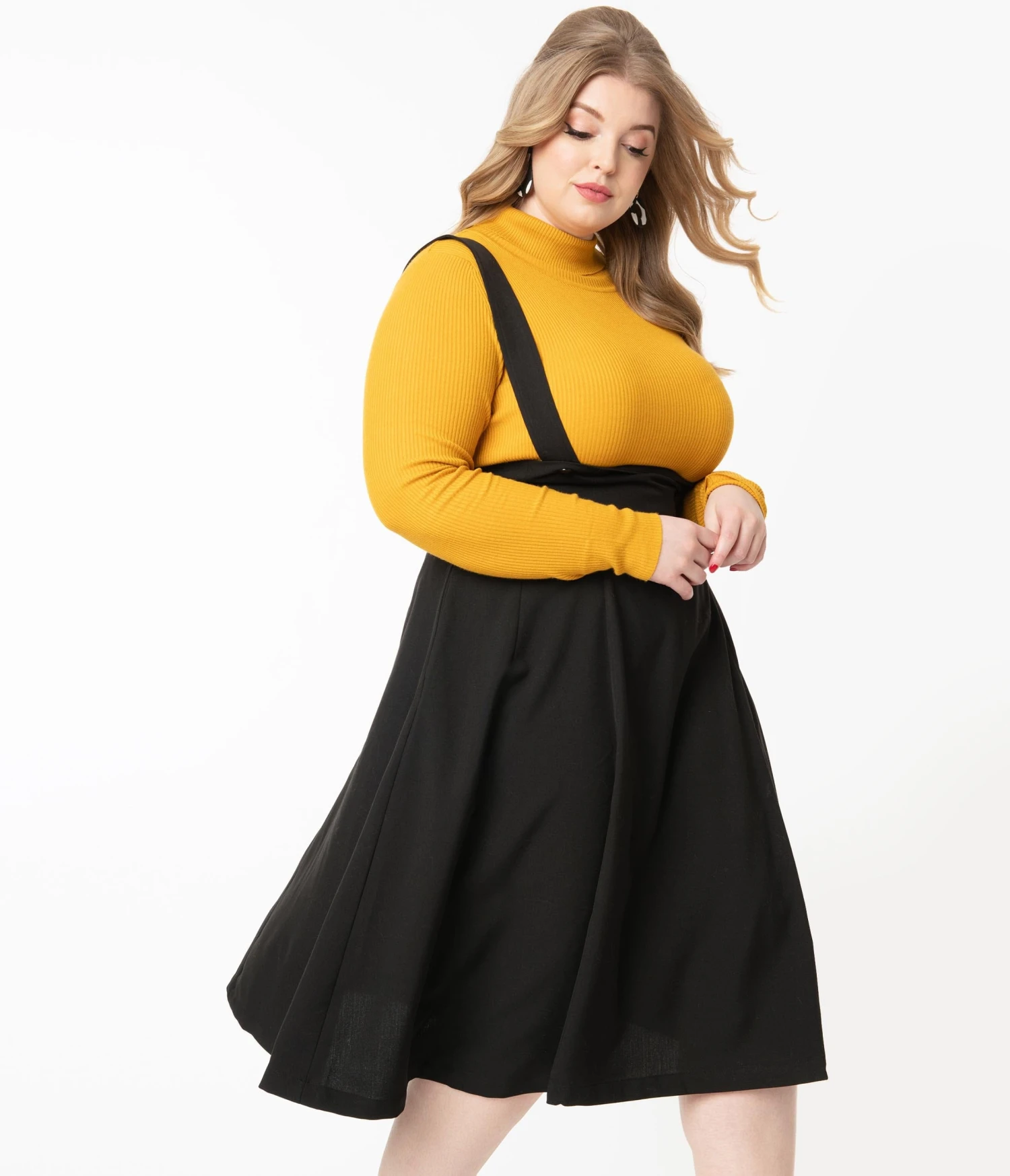 Plus Size Vintage Style Black Jumper Suspender Skirt 4 Plus Size Vintage Style Black Jumper Suspender Skirt - Image 4