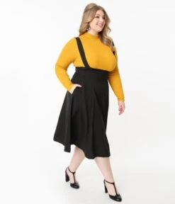 Plus Size Vintage Style Black Jumper Suspender Skirt 9 Plus Size Vintage Style Black Jumper Suspender Skirt -Pleaser Clothing Store 134853 5