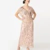 1920s Blush Pink Deco Angelina Maxi Flapper Dress