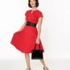 1950s Style Red Cotton Swing Dress