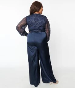 Unique Vintage Plus Size Navy Sparkle Lace Jumpsuit & Skirt Overlay -Pleaser Clothing Store 198730 K1529WR0L PL 5rs a66bea47 697e 4f3b bf82 eee2c2a01754