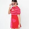 Smak Parlour Red & Pink Stripe Keyhole Heart Sweater
