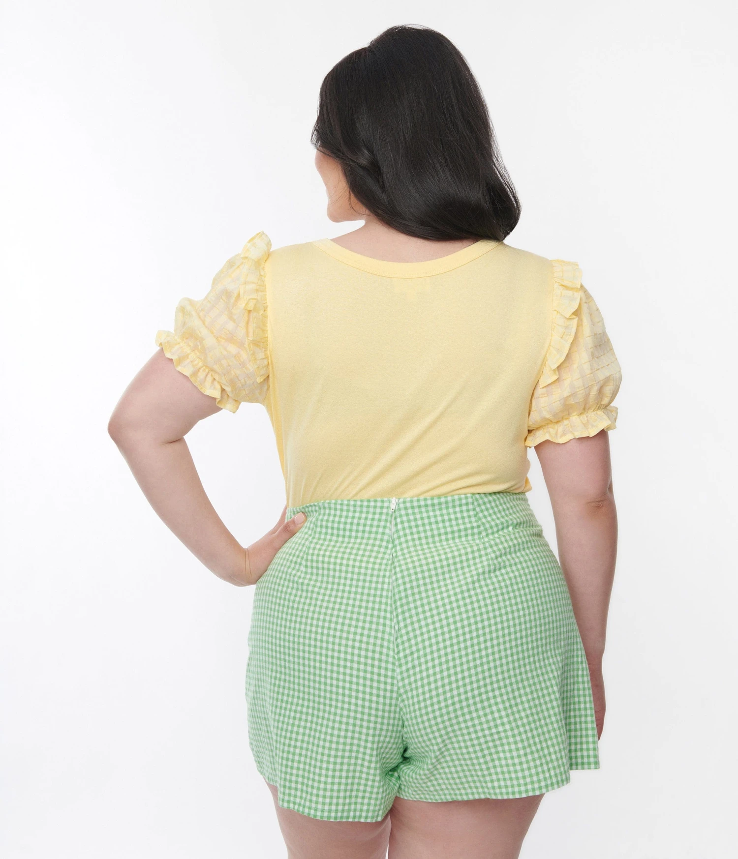 Plus Size Light Yellow Ruffled Puff Sleeve Top 3 Plus Size Light Yellow Ruffled Puff Sleeve Top - Image 3