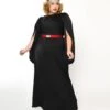 The Great Gatsby X Unique Vintage Plus Size Black Satin & Red Contrast Evening Gown