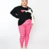 Unique Vintage Plus Size Pink & Red Plaid Rizzo Cigarette Pants