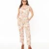 Apricot Floral Belted Jumpsuit