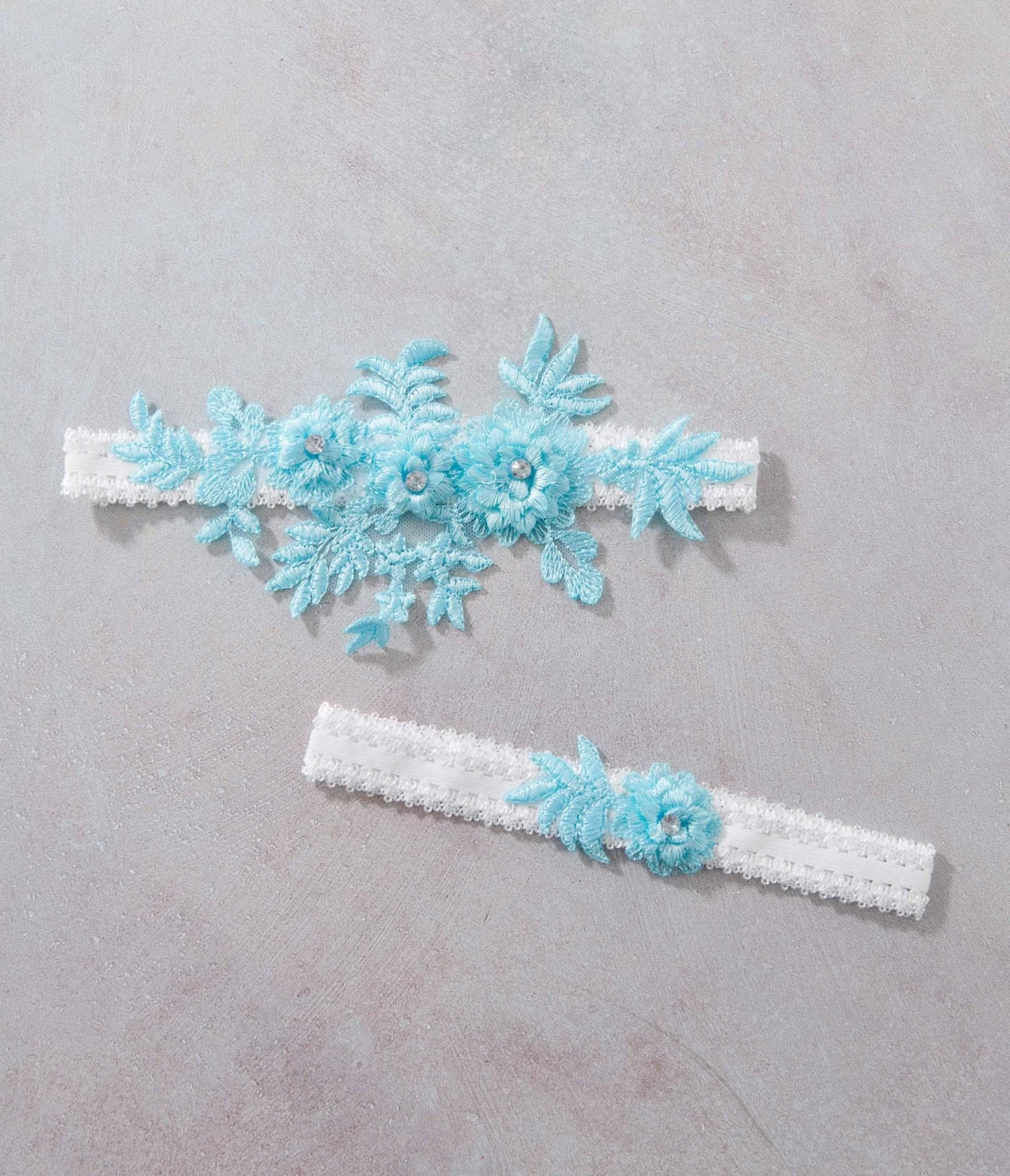 Aqua Blue Rhinestone Floral Garter Set 3 Aqua Blue Rhinestone Floral Garter Set - Image 3