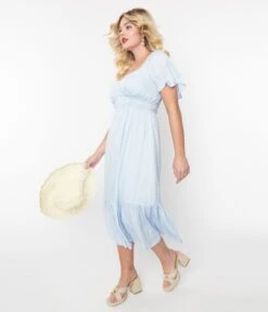 Baby Blue Princess Midi Dress -Pleaser Clothing Store baby blue princess midi dress 616234
