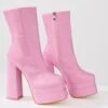 Baby Pink Reptile Embossed Platform Boots