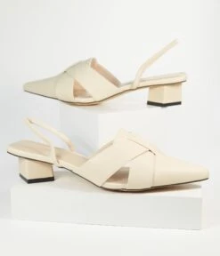 Beige Leatherette Slingback Heels -Pleaser Clothing Store beige leatherette slingback heels 701158