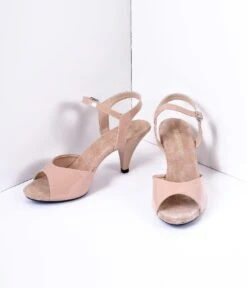 PLEASER Beige Patent Leather Belle Sandal Pump