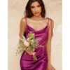Cinderella Divine Berry Lipstick Satin Slip Homecoming Midi Dress