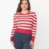 Berry Pink & Cream Stripe Sweater