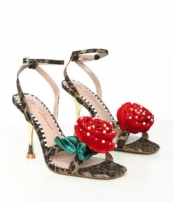 Betsey Johnson Leopard & Rosette Peep Toe Heels