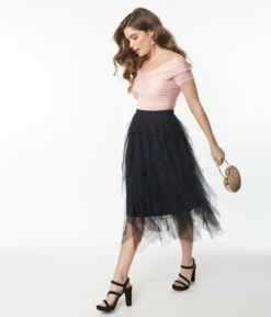 Black A-Line Tulle Skirt -Pleaser Clothing Store black a line tulle skirt 213232