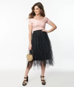 Black A-Line Tulle Skirt -Pleaser Clothing Store black a line tulle skirt 495253