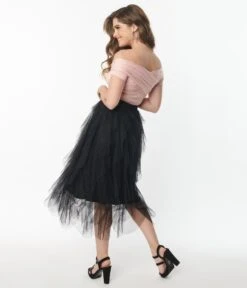 Black A-Line Tulle Skirt -Pleaser Clothing Store black a line tulle skirt 521441