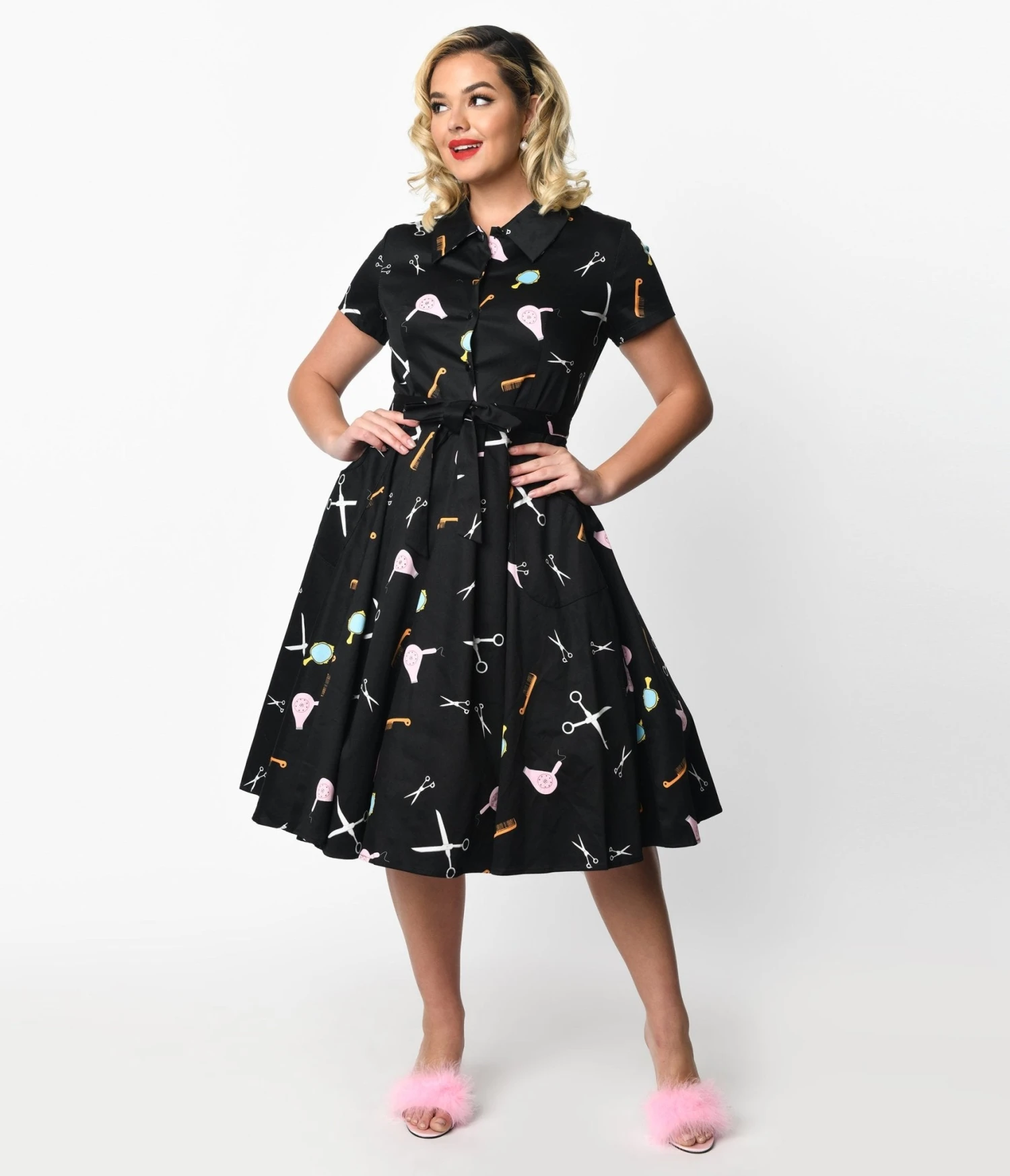 Black Beauty Salon Two Piece Top & Swing Skirt Set 1 Black Beauty Salon Two Piece Top & Swing Skirt Set