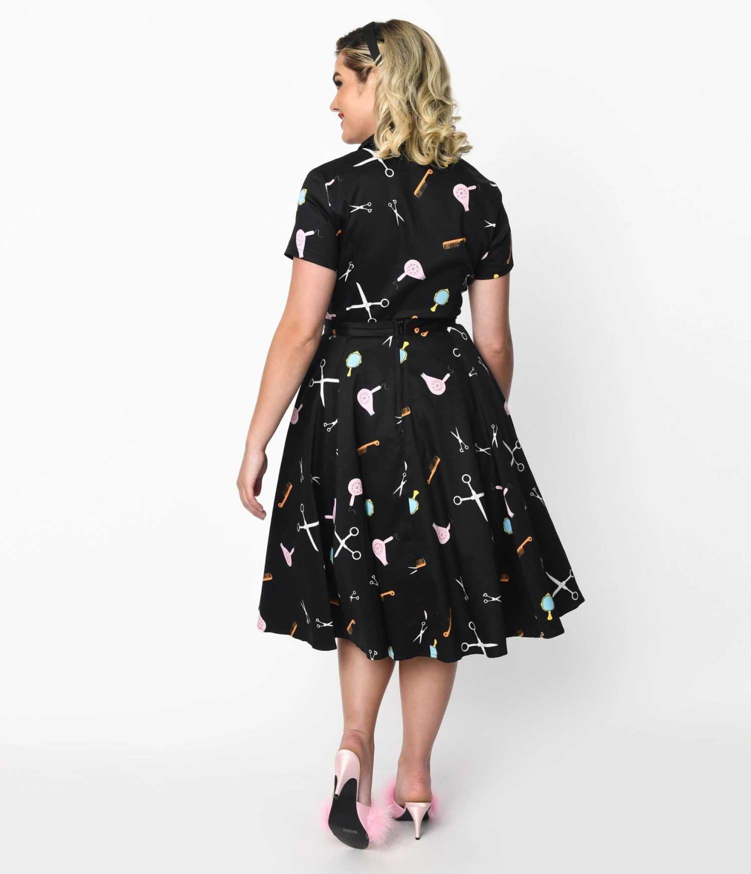 Black Beauty Salon Two Piece Top & Swing Skirt Set 2 Black Beauty Salon Two Piece Top & Swing Skirt Set - Image 2