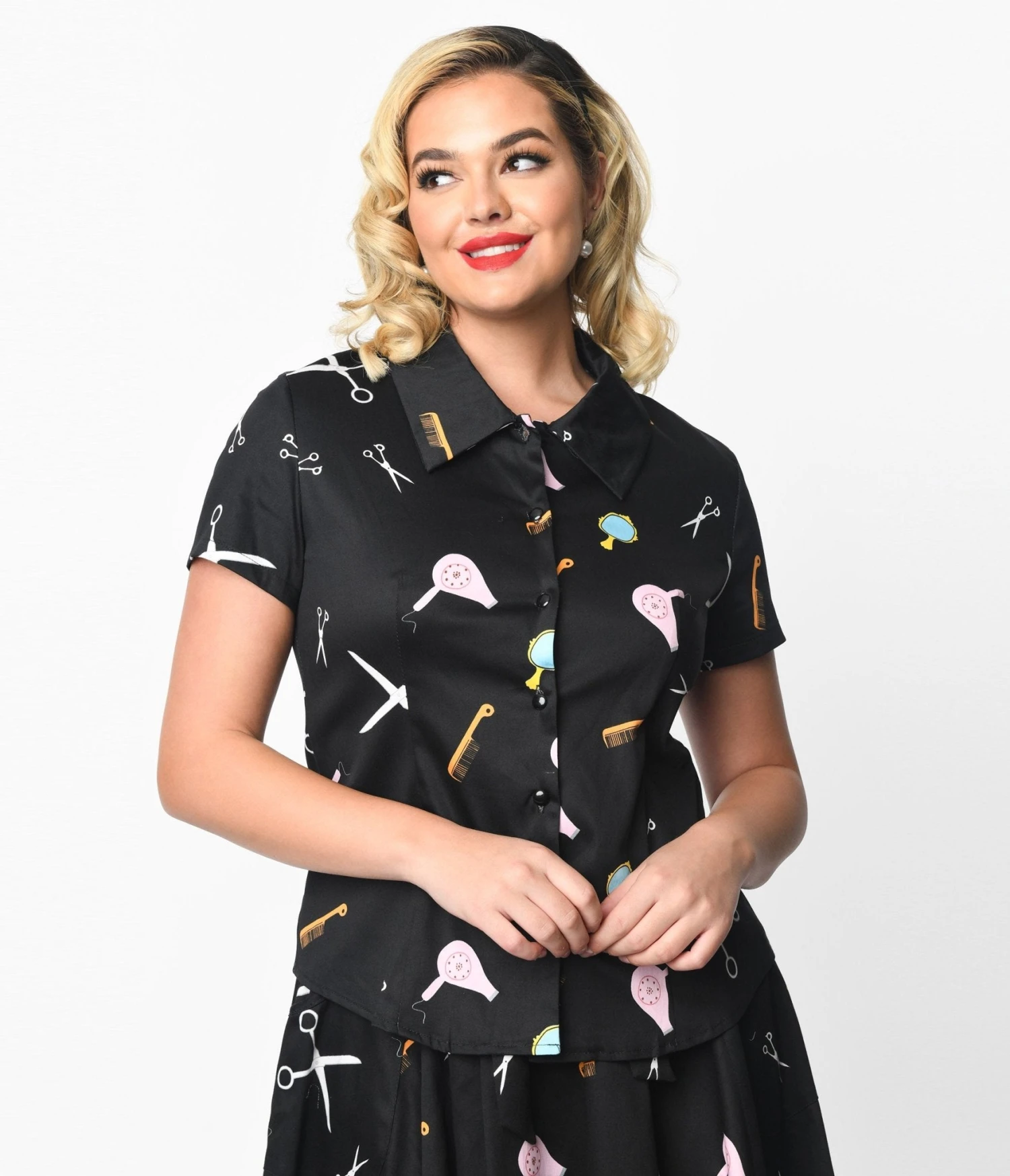 Black Beauty Salon Two Piece Top & Swing Skirt Set 3 Black Beauty Salon Two Piece Top & Swing Skirt Set - Image 3