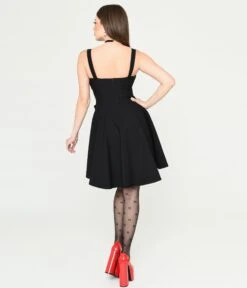 Black Bow Fit & Flare Mini Dress -Pleaser Clothing Store black bow fit flare mini dress 683903