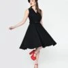 Black Collared Jani Swing Dress