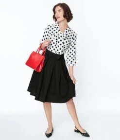 Black Cotton Swing Skirt