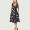 Black Cupcake Print Swing Dress