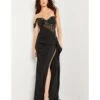 Jovani Black Embellished Corset Bodice Sheath Prom Dress