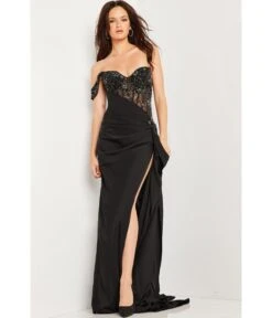 Jovani Black Embellished Corset Bodice Sheath Prom Dress