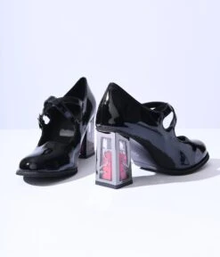 Black Encapsulated Rose Mary Jane Heels