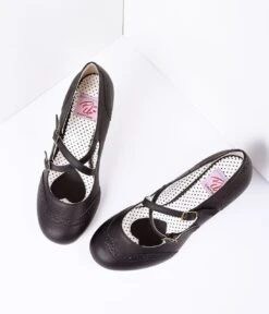 PLEASER Black Faux Leather Detailed Heel -Pleaser Clothing Store black faux leather detailed heel 349255