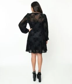 Black Flocked Spiderweb Penny Mini Dress -Pleaser Clothing Store black flocked spiderweb penny mini dress 939415