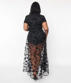 Black Floral Mesh Overlay Maxi Dress -Pleaser Clothing Store black floral mesh overlay maxi dress 783660
