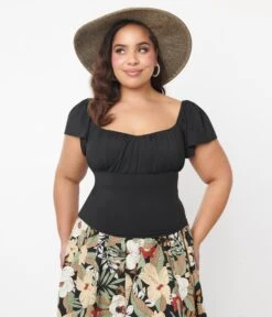 Black Flutter Sleeve Heartbreaker Top -Pleaser Clothing Store black flutter sleeve heartbreaker top 120903