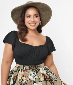 Black Flutter Sleeve Heartbreaker Top -Pleaser Clothing Store black flutter sleeve heartbreaker top 633581