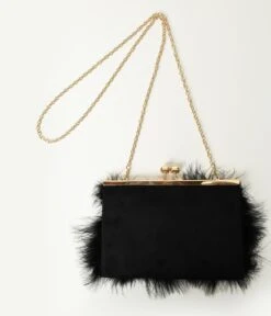 Black Fur Clutch Bag -Pleaser Clothing Store black fur clutch bag 658376