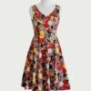 Black Garden Floral Swing Dress