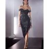 Cinderella Divine Black Gathered Sequin Homecoming Dress