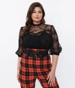 Black Glitter Web Mourning Blouse