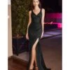 Cinderella Divine Black Glittering Satin Bridesmaid Gown