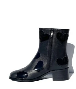 Black Heart To Heart Ankle Boot -Pleaser Clothing Store black heart to heart ankle boot 524558