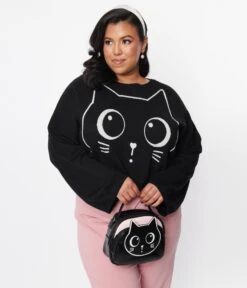 Black Kawaii Kitty Sweater