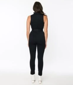 Black Knit Belted Celina Jumpsuit -Pleaser Clothing Store black knit belted celina jumpsuit 277578