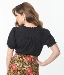 Black Lace Button Down Top 7 Black Lace Button Down Top -Pleaser Clothing Store black lace button down top 749280