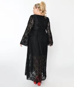Black Lace & Interchangeable Bow Priscilla Maxi Dress -Pleaser Clothing Store black lace interchangeable bow priscilla maxi dress 212139