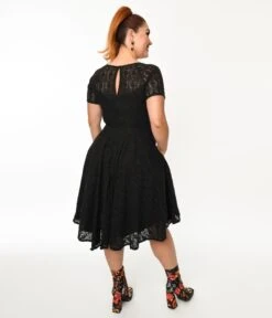 Black Lace Penny Swing Dress -Pleaser Clothing Store black lace penny swing dress 986367